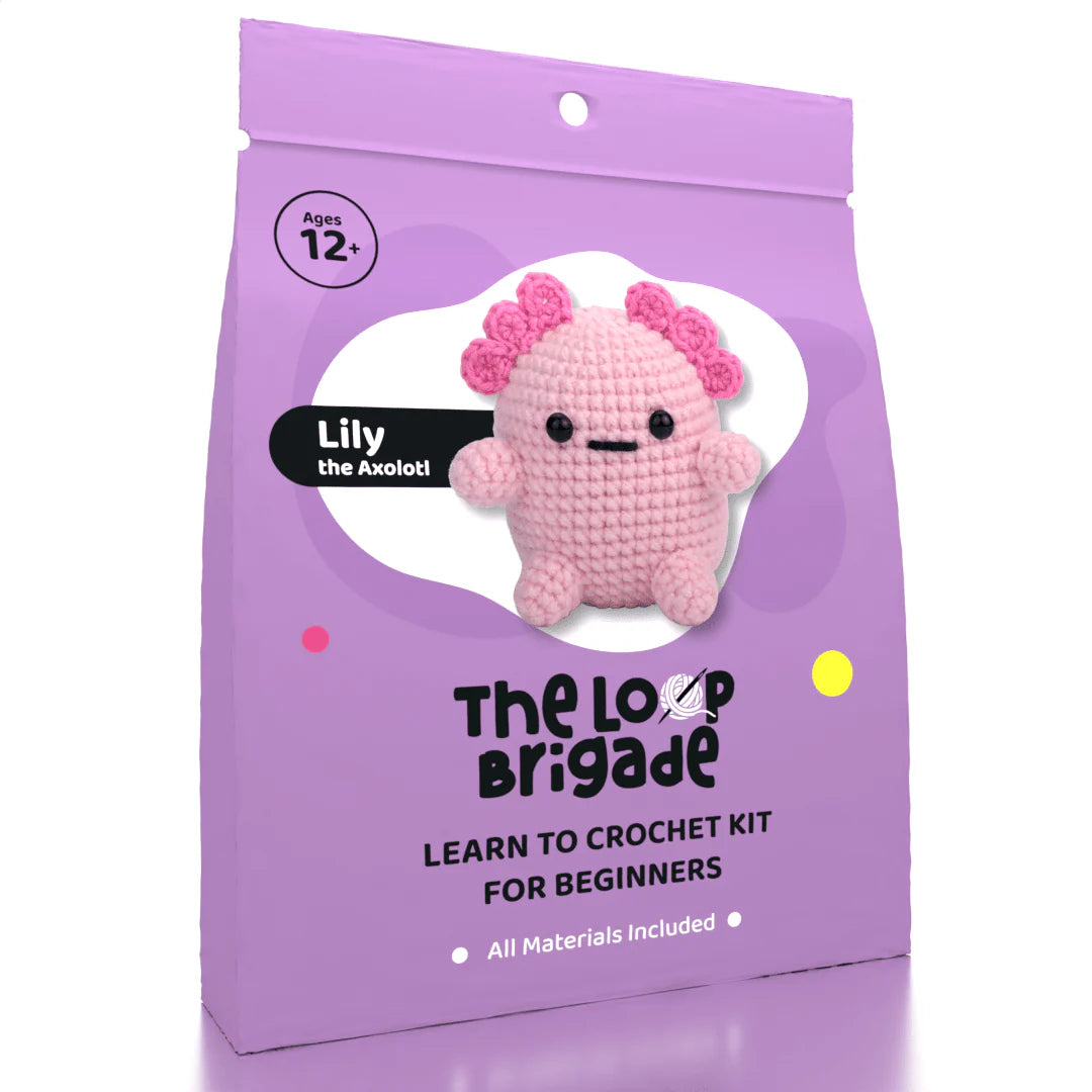 The LOOP Brigade: DIY Mini Crochet Plush Toy Complete Kit For Beginners - Lily the Axolotl