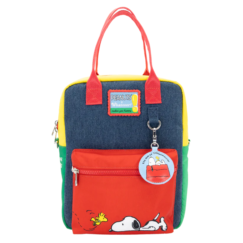 Peanuts 75th Anniversary Color Block Denim & Canvas Convertible Bag