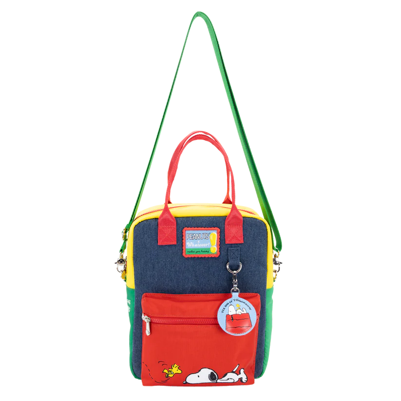 Peanuts 75th Anniversary Color Block Denim & Canvas Convertible Bag
